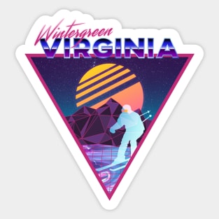 Retro Vaporwave Ski Mountain | Wintergreen Virginia | Shirts, Stickers, and More! Sticker